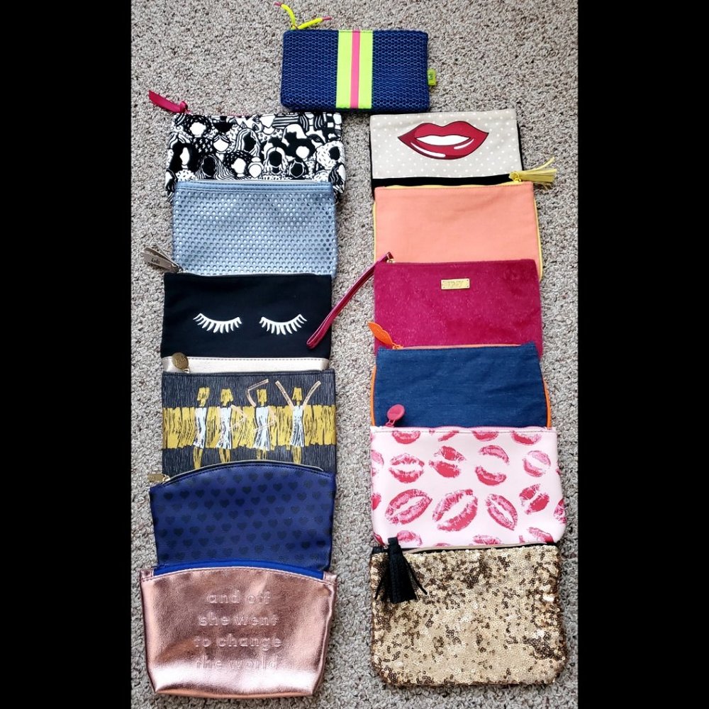 Lot of 13 Ipsy Makeup Glam Bags, No Contents
